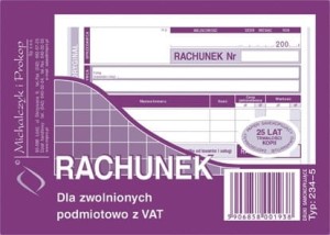Rachunek dla zwolnionych podmiotowo z VAT  234-5