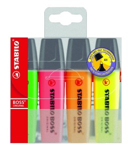 Zakreślacz Stabilo Boss zestaw 4 kolorów 70/4