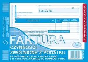 Faktura. Czynności zwolnione z podatku 198-3E