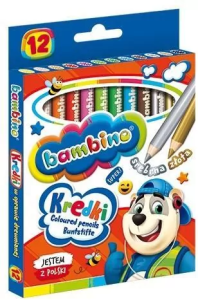 Kredki 12 kolorów w drew + temp Bambino St.Majewski
