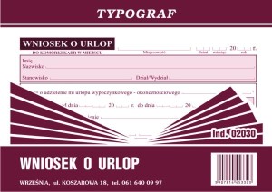 Wniosek o urlop A- 6 Typograf