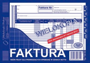 Faktura wzór pełny dla prowadzących sprzedaż w cenach netto A-5 100-3E