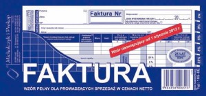 Faktura wzór pełny dla prowadzących sprzedaż w cenach netto 1/3 A-4 105-8E
