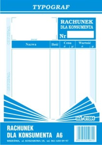 Rachunek dla konsumenta A6 Typograf