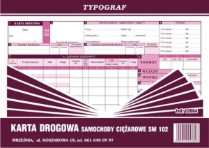 Karta drogowa samochody ciężarowe A4 Sm 102 Typograf