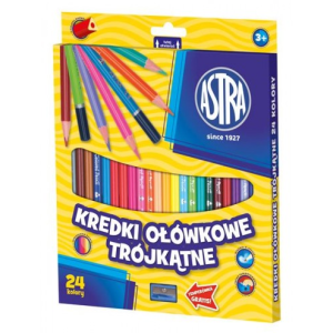 Kredki 24 kolory ołówkowe trójkątne ASTRA