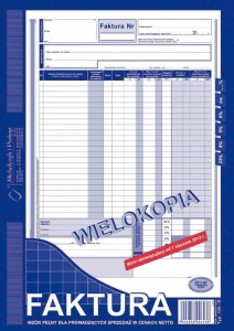 Faktura wzór pełny dla prowadzących sprzedaż w cenach netto A-4  100-1E