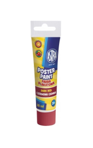 Farby plakatowe 30 ml TUBA ciemna czerwona  Astra