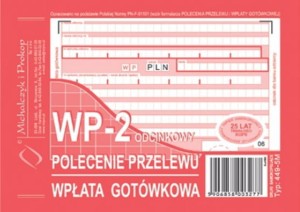 Polecenie przelewu wpłata gotówkowa 2-odcinkowe WP-2  449-5M