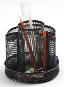 PRZYBORNIK NA BIURKO Q-CONNECT OFFICE SET, METALOWY, OBROTOWY, CZARNY