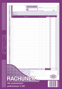 Rachunek dla zwolnionych podmiotowo z VAT A-4  231-1