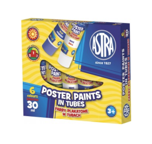 Farby plakatowe 6 kolorów 30 ml TUBA ASTRA