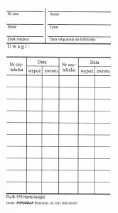  Karta Książki B170 1/100 /Typograf