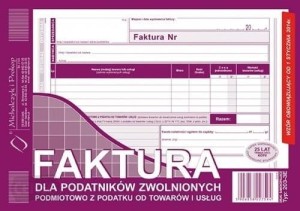 Faktura A5 dla zwolnionych podmiotowo z podatku 