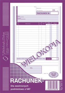 Rachunek dla zwolnionych podmiotowo z VAT A-5  223-3