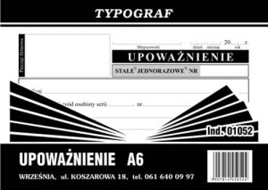 Upoważnienie A6 Typograf