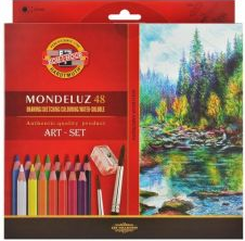 Kredki 48 kolorów MONDELUZ + pędzel Koh-I-Noor