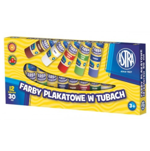 Farby plakatowe 12 kolorów 30 ml TUBA ASTRA