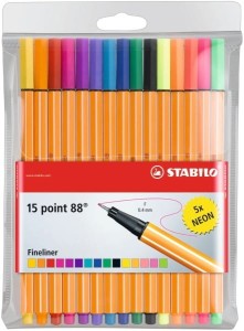 Cienkopis Stabilo Point zestaw 15 kolorów 88/15